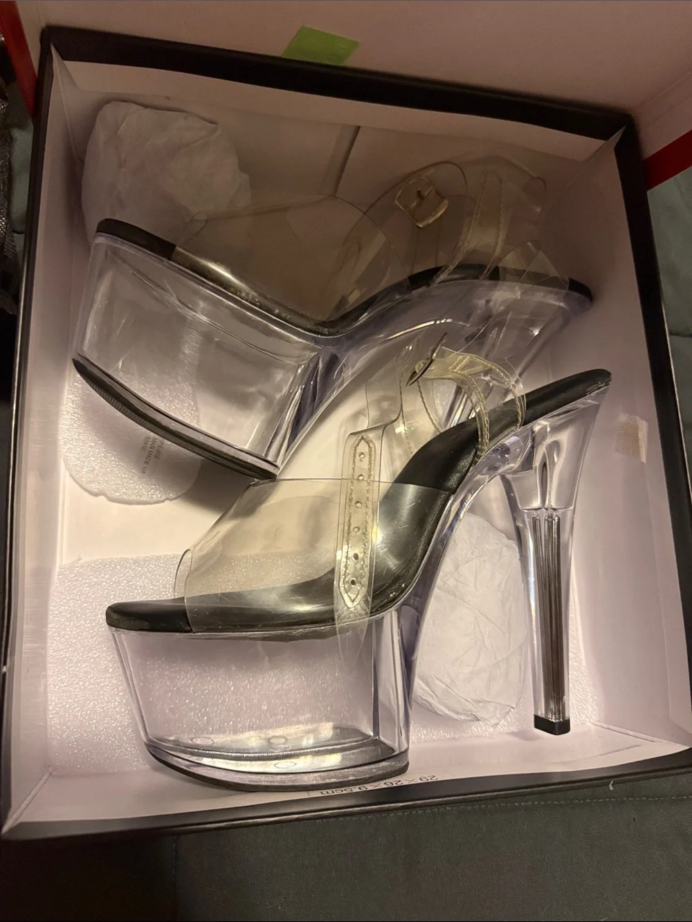 Clear Strap Black Platform Pleasers